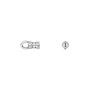Crimp end, JBB Findings, antique silver-plated pewter (tin-based alloy), 5x3mm tube with loop, 1.7mm inside diameter. Sold per pkg of 4.