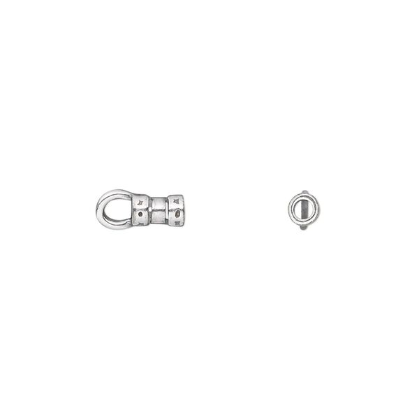 Crimp end, JBB Findings, antique silver-plated pewter (tin-based alloy), 5x3mm tube with loop, 1.7mm inside diameter. Sold per pkg of 4. image number 0