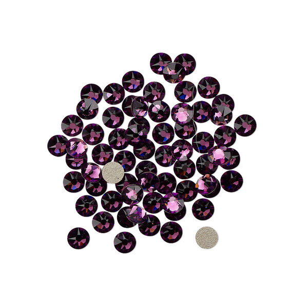 Flat back 144pk amethyst foil back, Crystal Passions® 3-3.2mm rose round SS12 2088 image number 0
