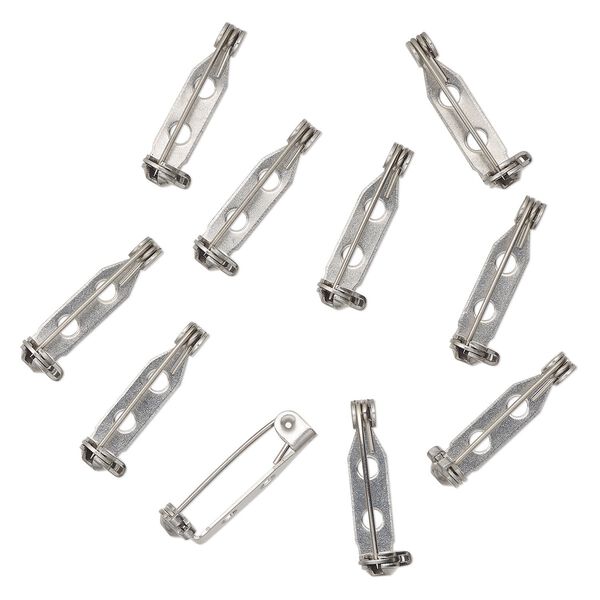Pin back, stainless steel, pkg/10, 3/4 inch with locking bar. image number 0