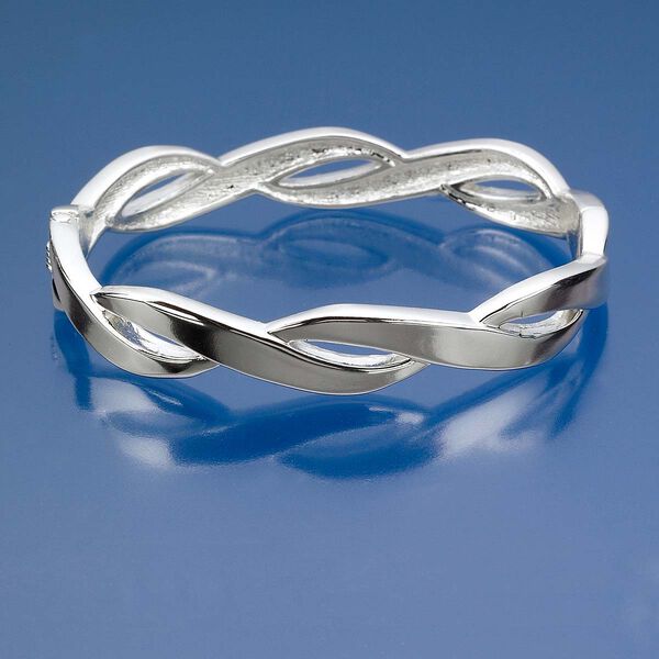 Bracelet, hinged bangle, silver-plated brass, 11mm wide, 7 inches. Sold individually. image number 0