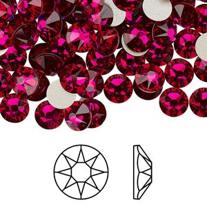 Flat back 144pk ruby foil back, Crystal Passions® 6.32-6.5mm rose round SS30 2088