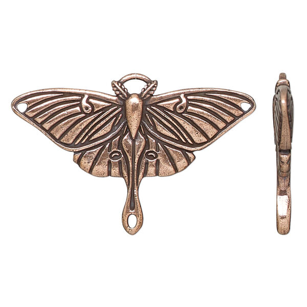 Focal, TierraCast®, antique copper-plated pewter (tin-based alloy), 38.5x24.5mm double-sided luna moth. Sold individually. image number 0