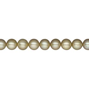 Pearl, cultured freshwater (dyed), khaki, 5-6mm semi-round, B- grade, Mohs hardness 2-1/2 to 4. Sold per 15-1/2" to 16" strand.