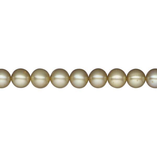 Pearl, cultured freshwater (dyed), khaki, 5-6mm semi-round, B- grade, Mohs hardness 2-1/2 to 4. Sold per 15-1/2" to 16" strand. image number 0
