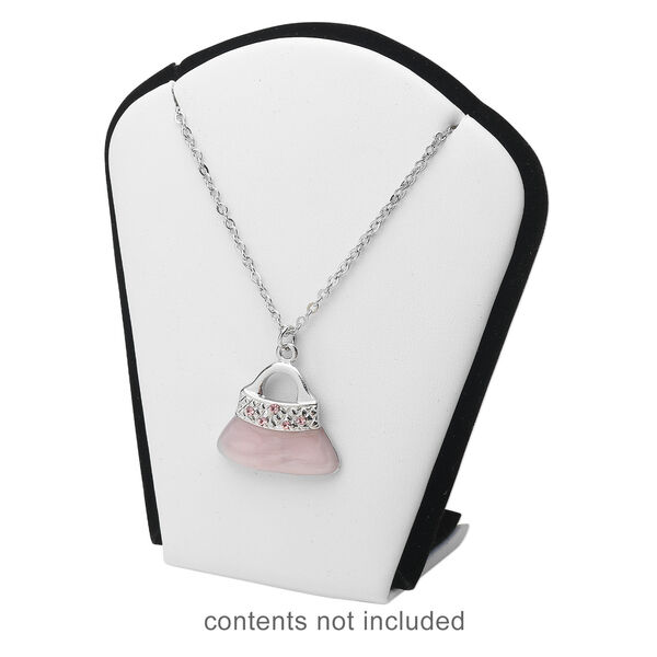 Display, necklace, leatherette and velveteen, white and black, 4-1/2 x 3-1/2 x 1-1/4 inches. Sold individually. image number 1