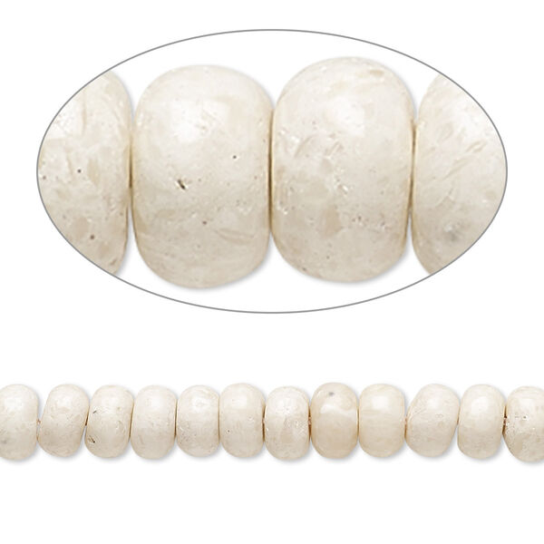 Bead, riverstone (coated), 6x4mm rondelle, B grade, Mohs hardness 3-1/2. Sold per 8-inch strand, approximately 50 beads. image number 0