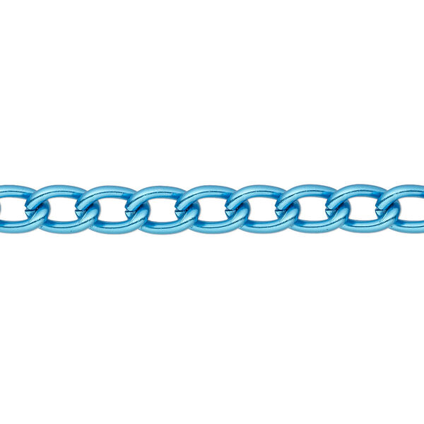 Chain, anodized aluminum, blue, 5mm curb. Sold per pkg of 5 feet. image number 0