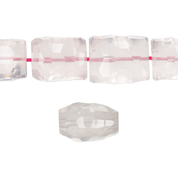 Rose quartz 1pkg1, hand-cut concave faceted rectangle bead natural 8 inch 12x10mm-16x11mm image number 0