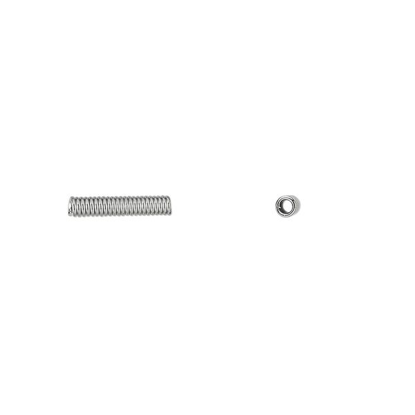 Cord coil, silver-plated brass, 10x2mm, 1mm inside diameter. Sold per pkg of 100. image number 0