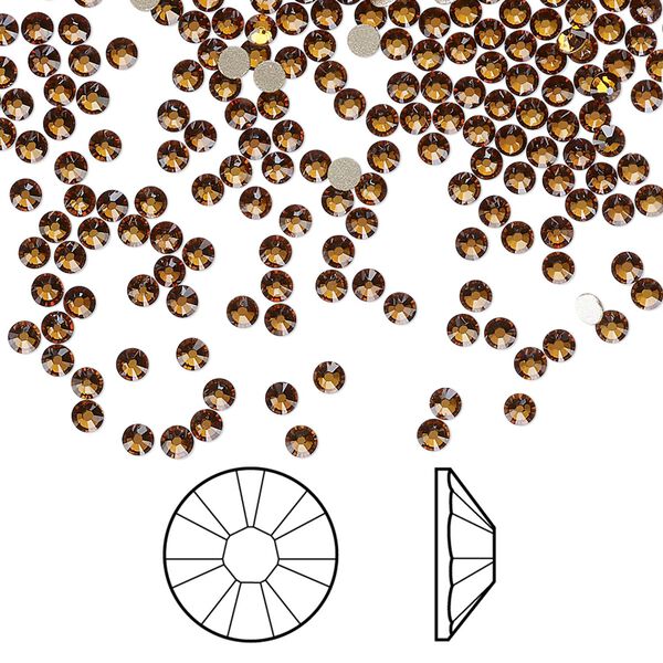 Flat back 144pk light amber foil back, Crystal Passions® 2.1-2.3mm rose round SS7 2058 image number 0