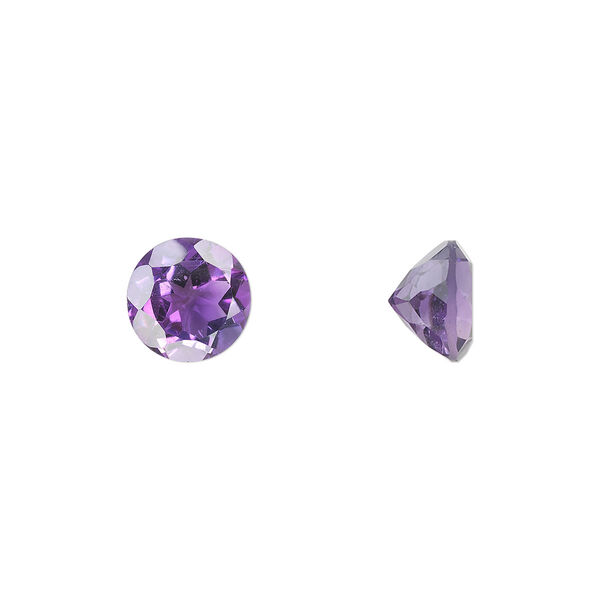Gem, amethyst (natural), light to medium, 9mm faceted round, A grade, Mohs hardness 7. Sold individually. image number 0