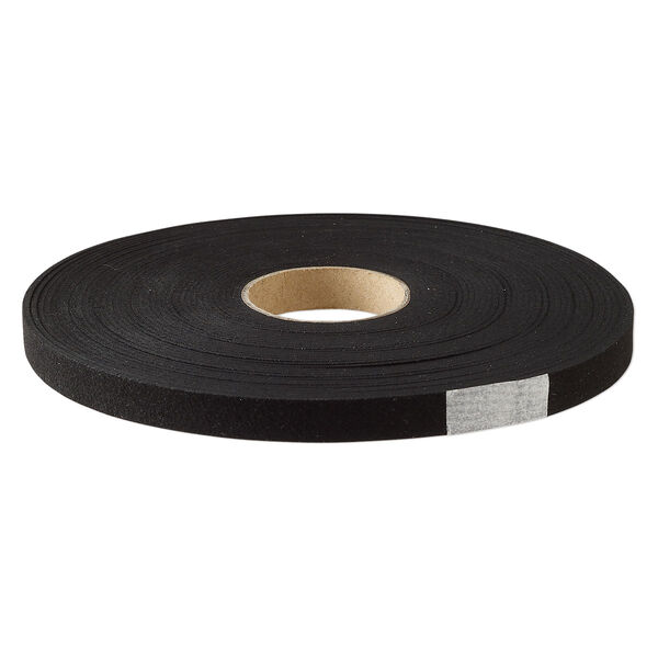 Cord, suede leather (dyed), black, 10mm flat. Sold per package of 10 meters. image number 0