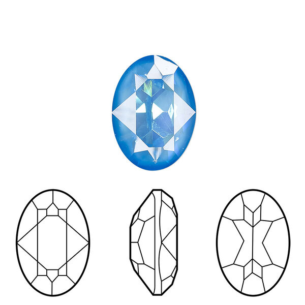 Fancy stone 1pk crystal ultra blue AB, Crystal Passions® 18x13mm oval 4120 image number 0