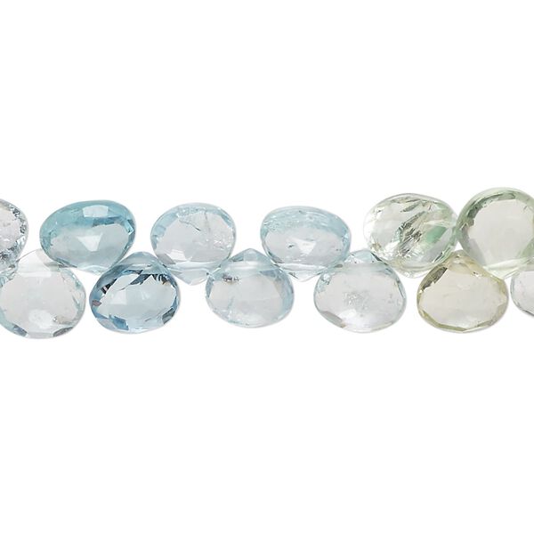 Multi-beryl 1pkg1, hand-cut top-drilled faceted puffed teardrop bead 8 inch 7-8mm image number 0
