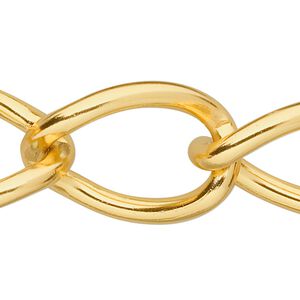 Chain 1pkg1 curb, 23mm, aluminum / anodized gold 5 foot unfinished