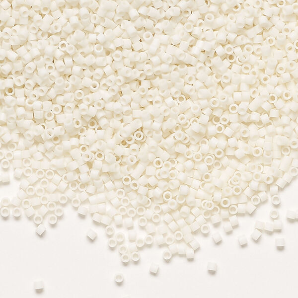 Seed bead, Miyuki Delica&reg; 1pkg50g, glass, #15 round, opaque matte glazed luster cream (DBS-0352) image number 0