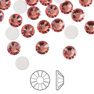 Flat back 24pk rose peach foil back, Preciosa MAXIMA Czech crystal rhinestone 6.3-6.5mm chaton rose round SS30