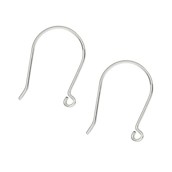 Ear wire, 5-micron premium silver-plated brass, 20mm French hook with open loop, 21 gauge. Sold per pkg of 4 pairs. image number 0