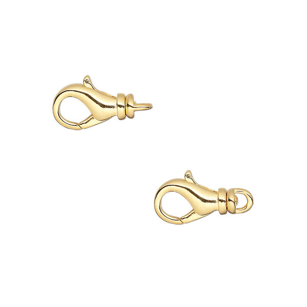 Clasp, lobster claw, gold-plated brass, 12x7mm with swivel. Sold per pkg of 10. image number 0