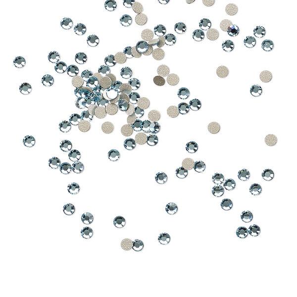 Flat back, VINTAGE Crystal™, opaque aquamarine, foil back, round rose (2028), SS5. Sold per pkg of 144. image number 0