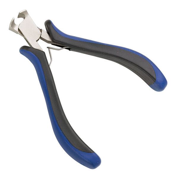 Pliers, end-cutter, plastic and nickel-plated steel, blue and black, 5 inches. Sold individually. image number 0