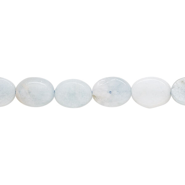 Aquamarine 1pkg1, flat oval bead D grade, 15 inch 9x7mm-10x8mm image number 0