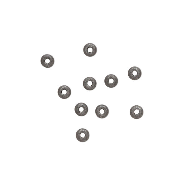 Bead, TierraCast®, black-plated pewter (tin-based alloy), 3x2mm nugget rondelle. Sold per pkg of 10. image number 0