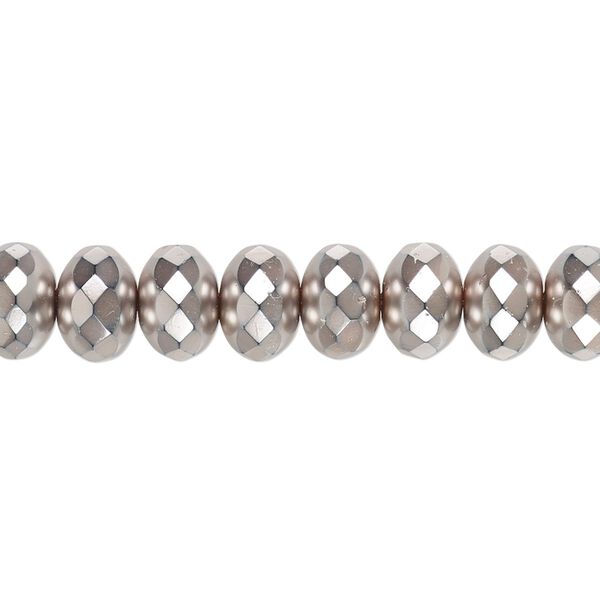 Bead, Czech fire-polished glass, opaque copper carmen, 9x5mm faceted rondelle. Sold per 15-1/2" to 16" strand. image number 0