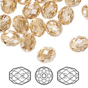 Bead 72pk crystal golden shadow, Swarovski® 9.5x8mm olive briolette 5044