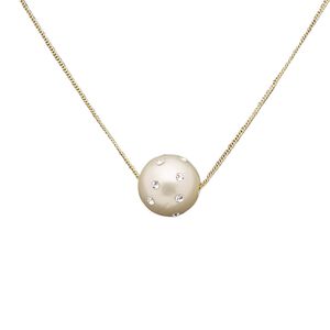 Necklace, acrylic / Czech glass rhinestone / gold-finished brass / "pewter" (zinc-based alloy), white and clear, 16mm round, 16 inches with 3-inch extender chain and lobster claw clasp. Sold individually.