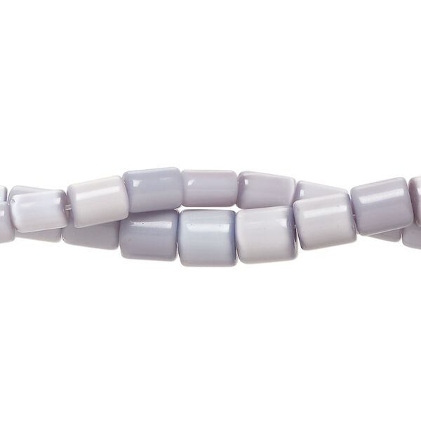 Bead fiber optic 2pk opaque light to medium lavender, 6x4mm-6x6mm round tube 14 inch image number 0
