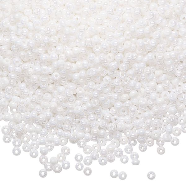 Seed bead, Preciosa Ornela Czech glass, pkg/500g, #11 rocaille, opaque rainbow chalkwhite, (46205). image number 0