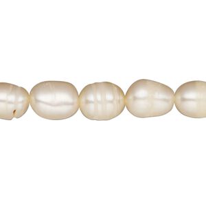 Pearl, cultured freshwater, peach, 7-9mm rice, C grade. Sold per 16-inch strand.