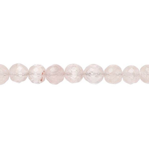 Rose quartz 1pkg1, hand-cut faceted round bead 9 inch 5-6mm image number 0