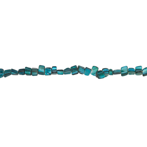 Mother-of-pearl shell 1pkg1, triangle tube bead 15 inch dark teal blue 6x6mm-10x8mm image number 1