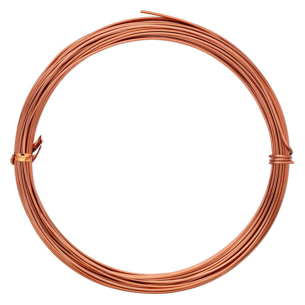 Wire, anodized aluminum, orange copper, 1.25mm round, 16 gauge. Sold per pkg of 45 feet. image number 0
