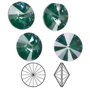 Chaton 4pk crystal pine green ignite LacquerPRO, Crystal Passions® 14mm rivoli 1122