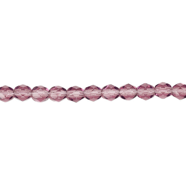 Bead, Czech fire-polished glass, amethyst purple, 4mm faceted round. Sold per pkg of 1,200 (1 mass). image number 0