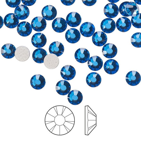 Flat back 144pk Capri blue foil back, Preciosa MAXIMA Czech crystal hotfix rhinestone 4.6-4.8mm chaton rose round SS20 image number 0