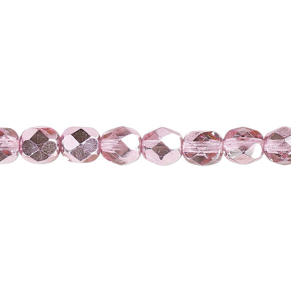 Bead, Czech fire-polished glass, opaque metallic watermelon, 6mm faceted round. Sold per pkg of 1,200 (1 mass). image number 0