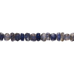 Iolite 1pkg1, hand-cut faceted rondelle bead 13 inch 4x2mm-6x4mm