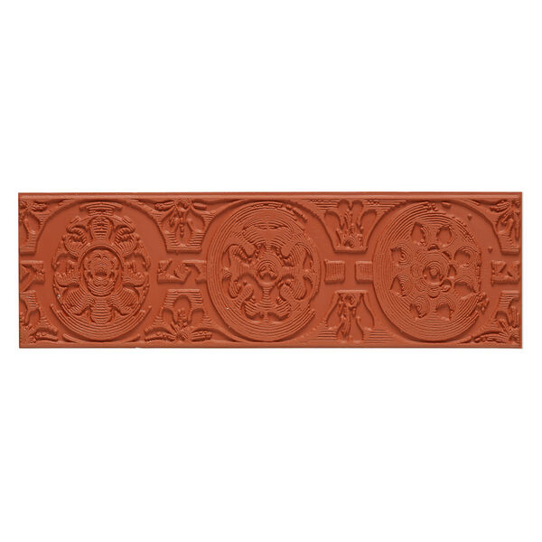 Stamping mat, rubber, brown, 6-3/4 x 2-inch rectangle with carved border design. Sold individually. image number 0