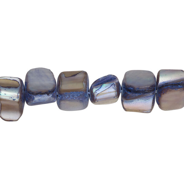 Mother-of-pearl shell 1pkg1, triangle tube bead 15 inch denim blue 7x6mm-14x8mm image number 0