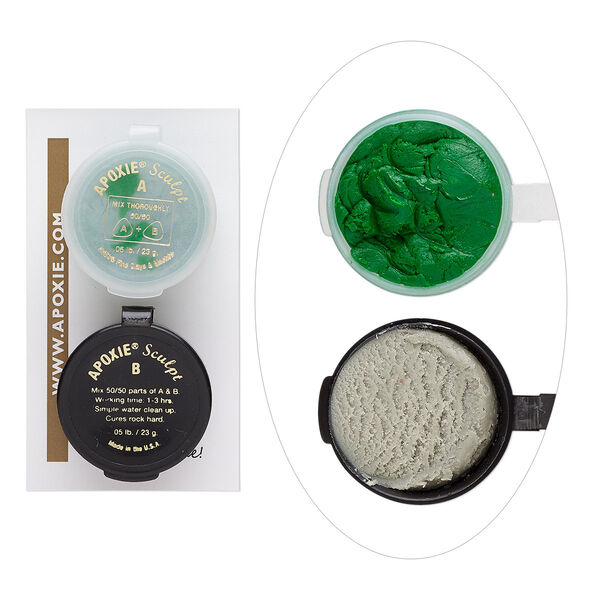Adhesive, Apoxie® Sculpt, epoxy and polymer resin, green. Sold per 1/10 pound pkg. image number 0