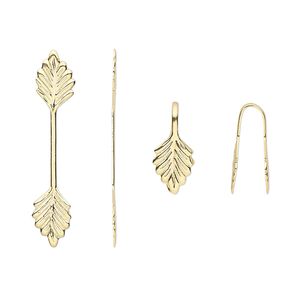 Bail, fold-over, gold-plated brass, 29x6mm double leaf with 14mm grip length. Sold per pkg of 100.