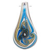 Focal, lampworked glass 1pkg1, opaque multicolored with copper-colored glitter, 64x33mm single-sided spoon with flower design. image number 1