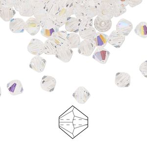 Bead 24pk crystal glitter, Preciosa Czech crystal 5mm bicone