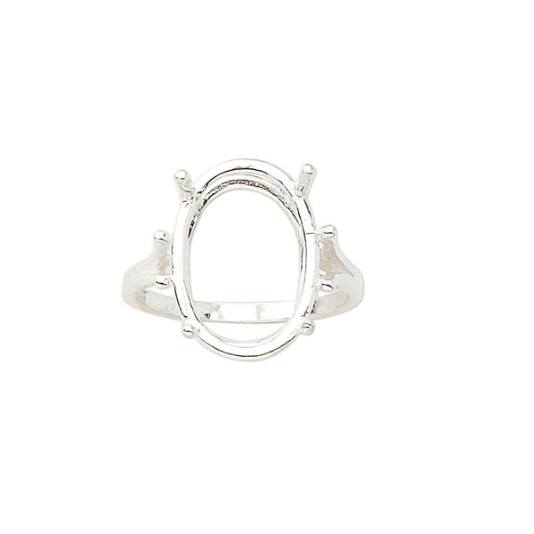 Ring, Sure-Set™, sterling silver, 18x13mm 4-prong oval basket setting, size 7. Sold individually. image number 0