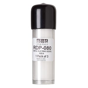 Ring sizer, Redy Pellets, ceramic and plastic, white, 22.5x18.5mm, size 8. Sold per pkg of 3.